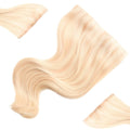 16 inch Celestial Beach Blonde mini clip in hair extensions showing lightweight wefts for subtle volume