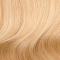 Close-up swatch of Mystical Mixed Golden Blonde clip-in hair extensions showing multi-dimensional golden blonde tones