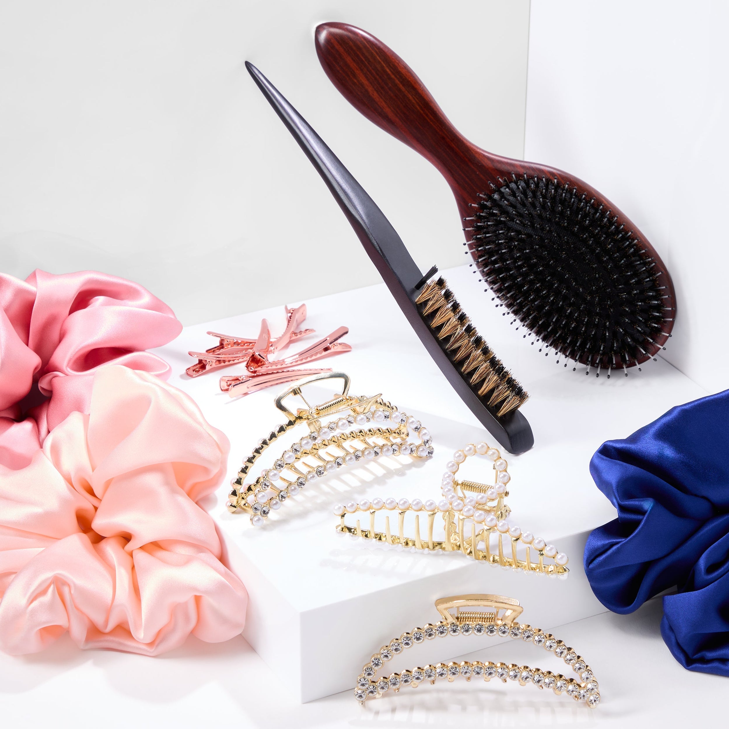 Explore the Seventh Heaven Accessories Collection – luxury hair extension organizers, satin travel bags, and premium tools designed to elevate your hair care routine with style and precision.