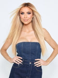 20-inch Radiant Rooted Ashy Blonde clip-in hair extensions from Seventh Heaven. Multi-dimensional blonde with rooted tones for a seamless, natural blend.