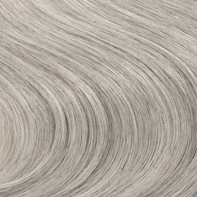 Close-up swatch of icy salt and pepper shade from 7th Heaven clip-in hair extensions