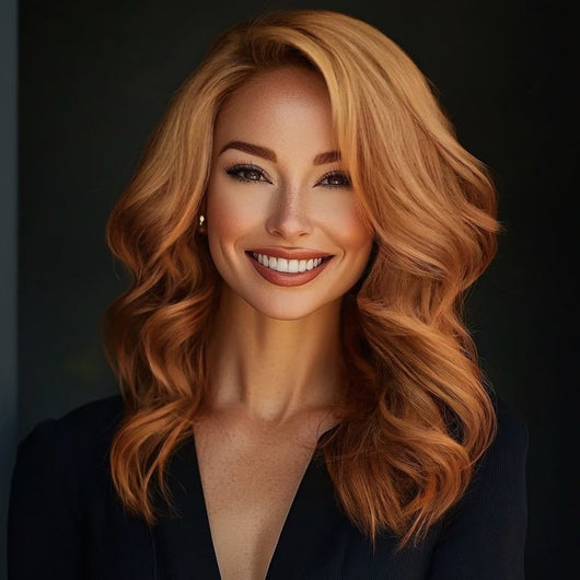 12 inch Majestic Ginger clip in hair extensions styled for a natural shoulder-length appearance