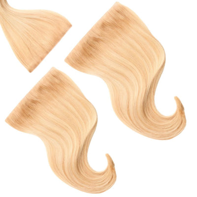 20 inch Mystical Mixed Golden Blonde mini clip-in hair extension set for added length and fullness