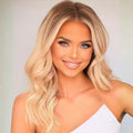 12 inch Radiant Rooted Ashy Blonde clip in hair extensions styled for a natural shoulder-length finish