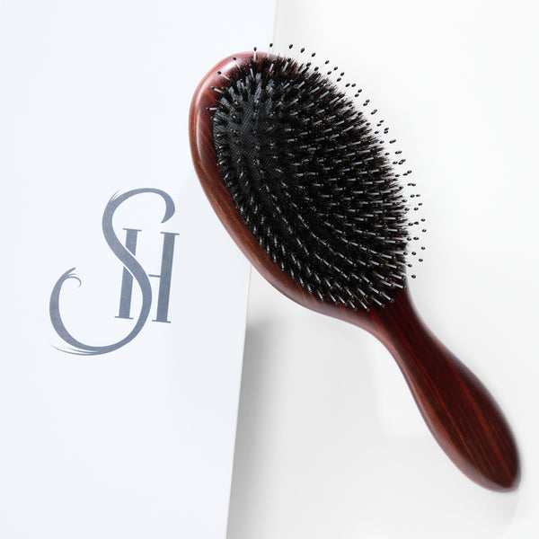 Luxury boar and nylon bristle hair extension brush by Seventh Heaven – anti-static and gentle detangling tool